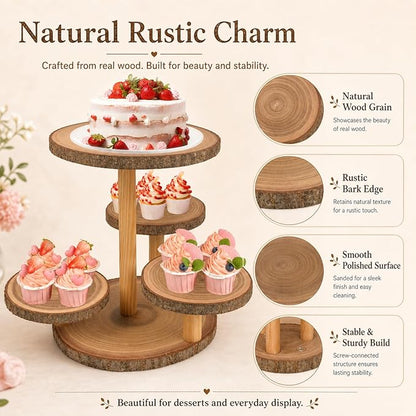 Cupcake Stand Display - Wood Dessert Cupcake Stand Display, 4 Tier Cupcake Stands for 50 Cupcakes, Cup Cake Tower Stand Holder, Cake Stands for Party, Birthdays, Weddings, Baby Showers, Holiday Decor