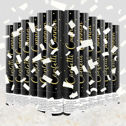 Confetti Cannon White Party Poppers 12 Pack Paper Confetti Poppers Wedding Confetti Shooters 12 inch Cannons for Wedding Graduation New Year Eve Celebration Christmas Birthday Party