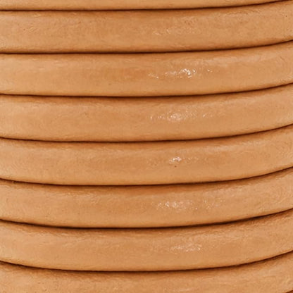 Mandala Crafts Round Genuine Camel Leather Cord for Jewelry Making – 6mm Cowhide Leather Rope String Lace for Kumihimo – 4.4 Yards Cowhide Craft Cording Spool