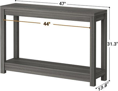 Besiost 47" Farmhouse Wood Entryway Table Narrow Console Table