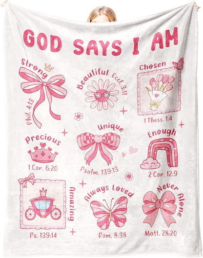 Baptism Gifts for Girl Christening, Christian Gifts for Women Faith, Flannel Soft Baptism Blanket Decor, Religious Gift for Women on Birthday Christmas, Bible Verse Scripture Prayer Blanket