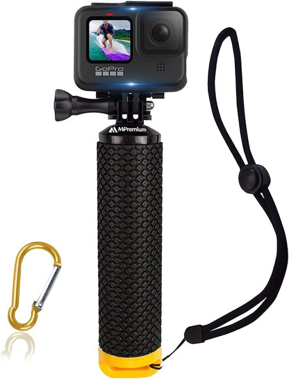 Waterproof Floating Hand Grip Compatible with GoPro Hero 12 11 10 9 8 7 6 5 4 3+ 2 1 Session Black Silver Camera Handler & Handle Mount Accessories Kit for Water Sport and Action Cameras (Yellow)