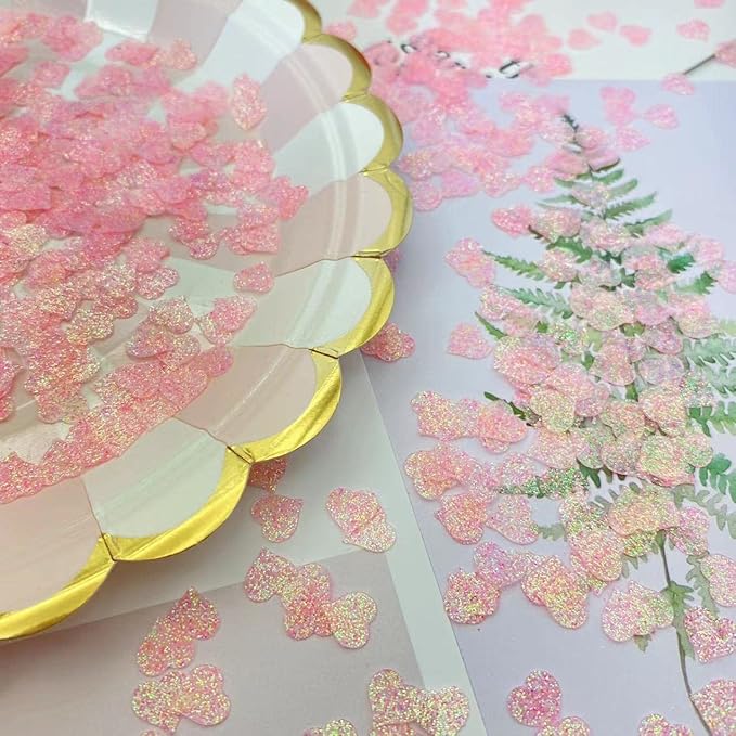 2500pcs Pink Love Heart Shaped Glitter Confetti for Valentine's Day, Anniversary, Birthday, Wedding, Bridal Shower & Baby Shower Parties Decorations