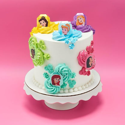 DecoPac Disney Princess Gemstone Rings, Cupcake Decorations Featuring Mulan, Cinderella, Tiana, Belle, Rapunzel and Ariel, Multicolored 3D Food Safe Cake Toppers – 24 Pack