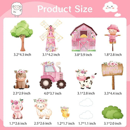 MEMOVAN Farm Cake Toppers 14pcs Farm Animal Chicken Sheep Pig Cow Cupcake Topper Picks Farm Cow Cake Decorations for Barnyard Farm Cow Birthday Baby Shower Party