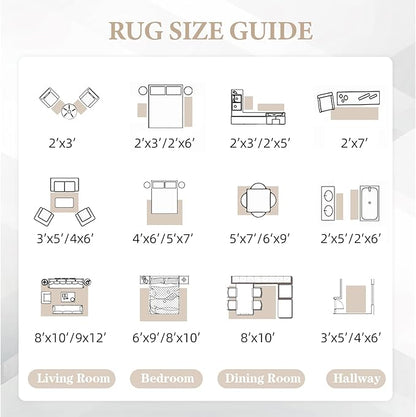 Area Rug for Living Room 9x12: Large Washable Boho Moroccan Rugs Geometric Neutral Rug, Non-Slip Foldable Morden Farmhouse Indoor Floor Carpet for Bedroom Dining Table Home(Modern Beige,9'x12')