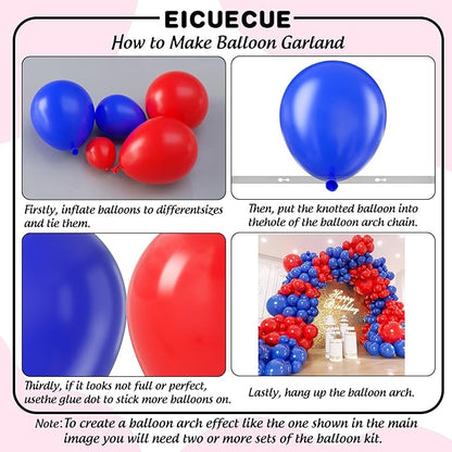 Red and Blue Balloons Garland Arch Kit 154Pcs - 5 10 12 18 inch Different Size Royal Blue and Red Balloon for Birthday Baby Shower Wedding Independence Day Graduation Themed Party Decorations