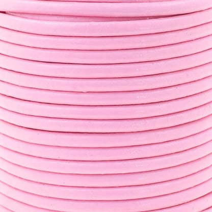 Mandala Crafts Round Genuine Pink Leather Cord for Jewelry Making – 3mm Cowhide Leather Rope String Lace for Kumihimo – 20 Yards Cowhide Craft Cording Spool