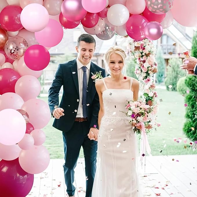 Archloon Pink Balloons Arch Kit, 157Pcs Hot Pink Balloon Garland Kit Metallic Rose Gold Confetti Balloons for Birthday, Wedding, Princess Theme, Engagements, Baby Shower, Anniversary Party Decoration