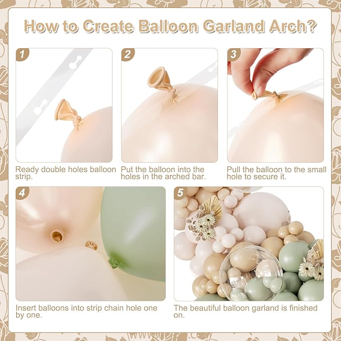 Sage Green Balloon Arch Kit 126Pcs Neutral Balloon Garland Arch Kit Include Dusty Green Sand White Tan Nude Clear Balloons for Wedding Boho Baby Shower Gender Reveal Birthday Party Decorations