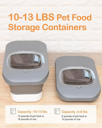 10-13 Lbs Dog Food Stroage Container, Collapsible Dog Food Containers with Airtight Lid, Pet Food Scoop, Pet Food Storage Container Dry Food for Dog, Cat and Other Pets