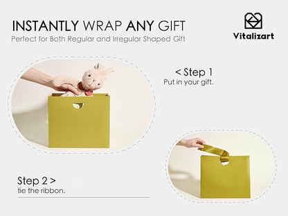 Vitalizart Paper Gift Bags With Ribbon Handles Set of 10 Assorted Colors Bulk Reusable For Gift Wrap Girls Kids Birthday Bridal Shower Party Favors Goodie Bags Candy Christmas 9.84"x4.33"x8.66" Medium