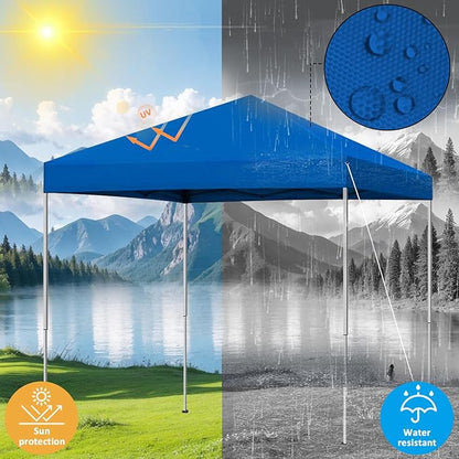 6x6 Pop Up Canopy Tent, Easy Setup Canopy for Outdoor Shades (Blue) ﻿