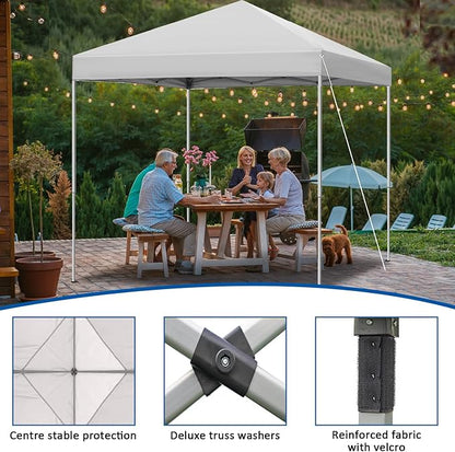 6x6 Pop Up Canopy Tent, Easy Setup Canopy for Outdoor Shades (White)