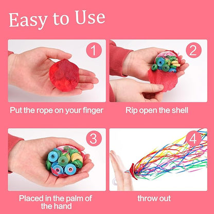 Confetti Poppers, 20 Pack Plastic No Mess Streamers, Party Poppers for Birthday,Wedding,Celebrations,Graduation Party (Colorful 2, 20 Pack)