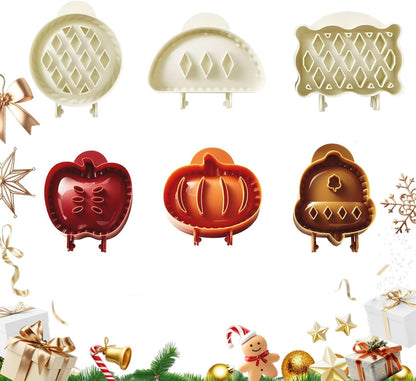 Holiday Mini Pie Mold, Hand Pie Press Molds Maker for Christmas Party Potluck Baking, Dough Presser Pies Molds for Fall, Thanksgiving & Christmas Festivals (6 Pcs-C)
