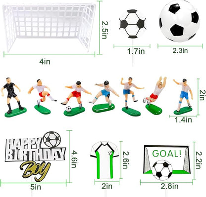 14pcs Soccer Cake Topper Soccer Cake Decorations Sports Ball Player Cake Decorations for Men Boy Football Sport Theme Birthday Party Suppplies