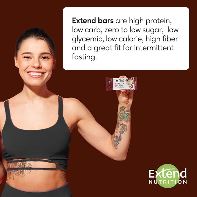 Extend Sugar Free Protein Bars, Perfect Diabetic Snacks, High Protein and Fiber, Hunger Control & Steady Energy, Low Carb, Keto Friendly (12 Count, Variety Pack)
