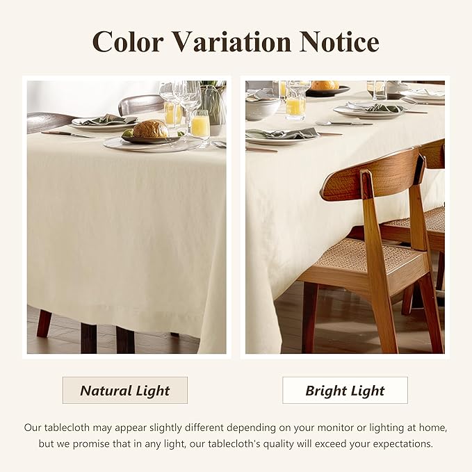 Linen World Linen Tablecloth - 100% French Linen Table Cloth 72" x 72" Inch,Washable Square Tablecloth for Dining,Outdoor,Weddings and Restaurants,Decorative Thanksgiving Christmas,Sand Beige