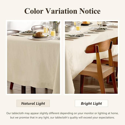 Linen World Linen Tablecloth - 100% French Linen Table Cloth 72" x 72" Inch,Washable Square Tablecloth for Dining,Outdoor,Weddings and Restaurants,Decorative Thanksgiving Christmas,Sand Beige