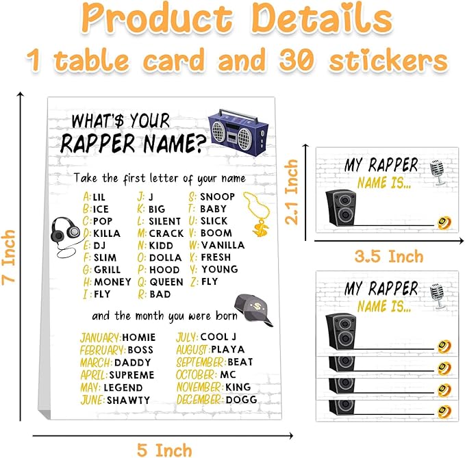 Notorious One Birthday Decorations,Rapper Theme Birthday Party Sign,Rapper Activity Decoration Supplies,Game Night Party Decorations,What's Your Rapper Name Game