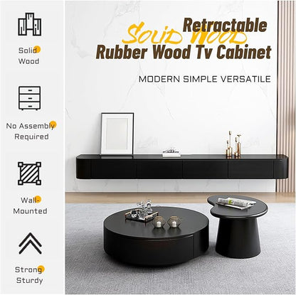 Modern Wall-Mounted Wooden TV Cabinet, White Media Console with Drawers, Cable Management, Hollow Back, Stylish Entertainment Center, 140x24x20cm TV Stand