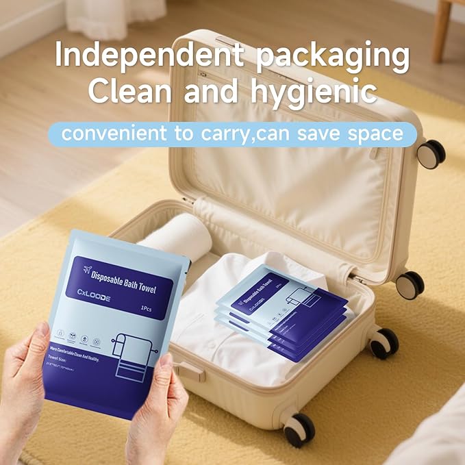 Disposable Bath Towels for Travel, Baby-Safe Disposable Towels Zero Fluorescent Brighteners Travel Essential, Large 55.1 x 27.5 Inches, for Hiking Camping Sports Swimming and Traveling