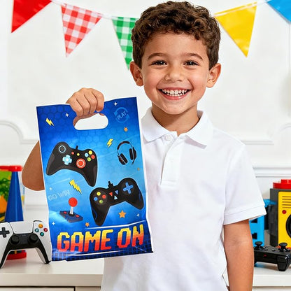 HappFestiv 50 Pcs Video Game Party Favor Bags, Game on Plastic Treat Bags for Candy & Small Gifts, Gaming Gift Bags Candy Bags, Birthday Themed Party Supplies for Boys