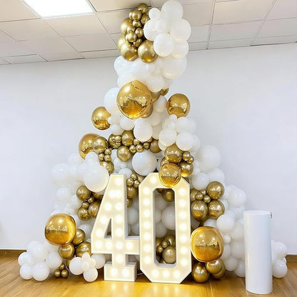 White and Gold Balloons Garland Arch Kit, White and Gold Confetti Latex Balloons for Graduation, Wedding, Baby Shower, Engagement, Birthday Party Decorations