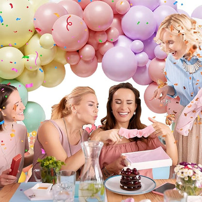 Pastel Balloon Arch Garland Kit - 131Pcs Rainbow Balloon Arch Kit - Birthday Balloons, Macaron Pink Yellow Blue Purple Balloons for First Birthday Baby Shower Wedding Party Decorations