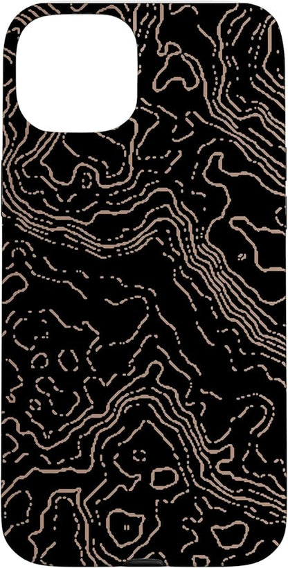Topography Black & Brown Abstract Pattern Topographic Map Case for iPhone 15 Plus