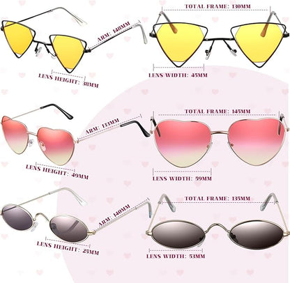 8 Pcs Irregular Sunglasses Set Heart Sunglasses Flame Cloud Butterfly Star Rimless Glasses Favors (Vibrant Style)