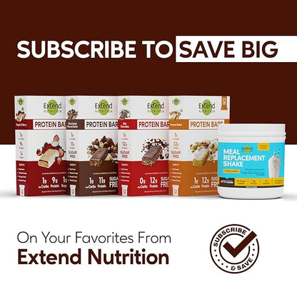 Extend Sugar Free Protein Bars, Perfect Diabetic Snacks, High Protein and Fiber, Hunger Control & Steady Energy, Low Carb, Keto Friendly (12 Count, Variety Pack)