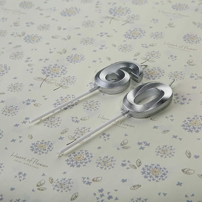 Bailym Silver 60th Birthday Candles, Number 60 Cake Topper for Birthday Decorations Party Decoration