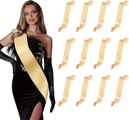 12pcs Sash Set - Champagne, Bride, Mom, Prom, Girl Scout, Senior, Miss, President, Pirate - Party Favors & Decorations