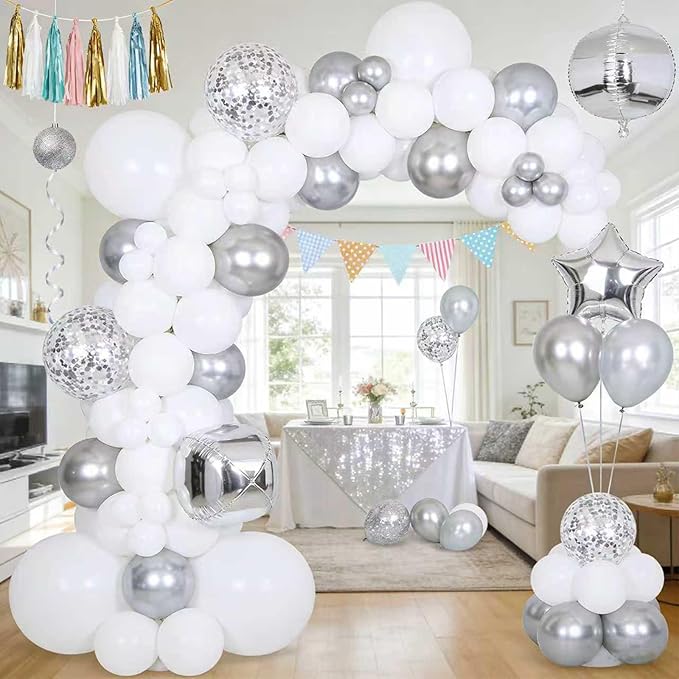 White Balloons, 60 PCS White Balloons 12 inch Latex Balloon for Birthday Party Decoration, Wedding, Baby Shower, Anniversary, Bridal Shower, Holiday Decoration and Balloon Garland