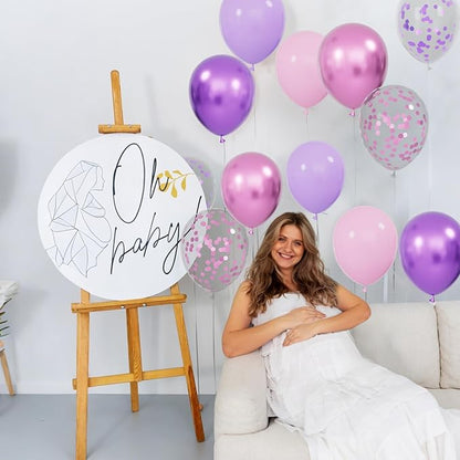 68Pcs Pink and Purple Balloons 12 Inch Metallic Purple Pink Latex Balloon Confetti ballons with Ribbons Party Balloons for Wedding Girls Birthday Baby Shower Decorations.