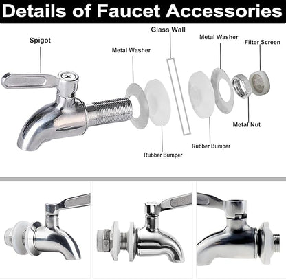 Lulonpon 1 Pieces Dispenser Faucets, Stainless Steel Spigot for Beverage Dispensers, Juice Dispenser Spigot, Water Dispensers Replacement Stainless Steel Barrel Faucet for Glass Jar, Party, Camping