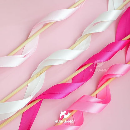HUIHUANG Pink Satin Ribbon 1/2 inch x 4 Rolls White/Light Pink/Pink/Hot Pink Ribbon for Gift Wrapping DIY Crafts Hair Bows Flower Bouquets Wedding Bridal Shower Decor- Total 40 Yards