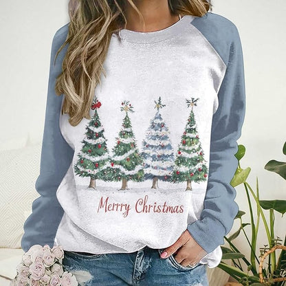 LOAIHA Christmas Sweatshirts for Women Christmas Tree Graphic Shirt Xmas Long Sleeve Merry Christmas Pullover Blouse
