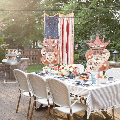 TONIFUL Table Centerpiece Balloons Stand Kit Include Rose Gold Latex Confetti Balloons and Foil Crown Balloon for Birthday Baby Shower Wedding,2025 Graduation Anniversary Table Party Decorations