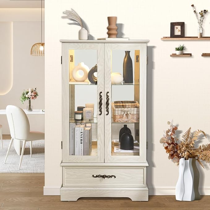 Lighted Glass Curio Display Cabinet