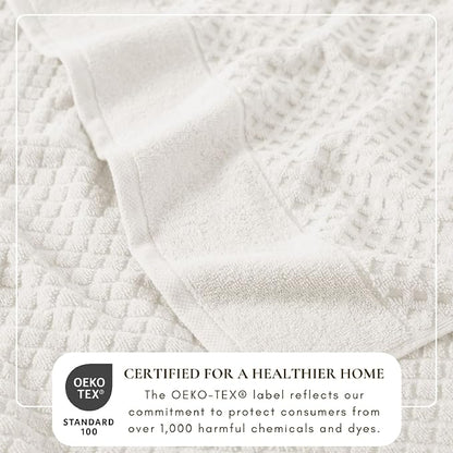 Great Bay Home Bath Towels - 100% Cotton 6 Piece Bath Sheet Set - Diamond Waffle Weave - Absorbent, Durable, Quick-Dry Towels for Bathroom (Ivory)