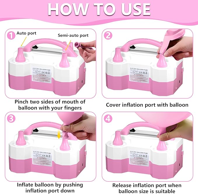 SINBEE Balloon Pump Electric Party Decorations - Electric Balloon Pump for Balloon Arch Kit, Portable Dual Nozzle Balloon Inflator