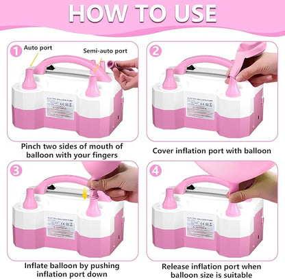 SINBEE Balloon Pump Electric Party Decorations - Electric Balloon Pump for Balloon Arch Kit, Portable Dual Nozzle Balloon Inflator