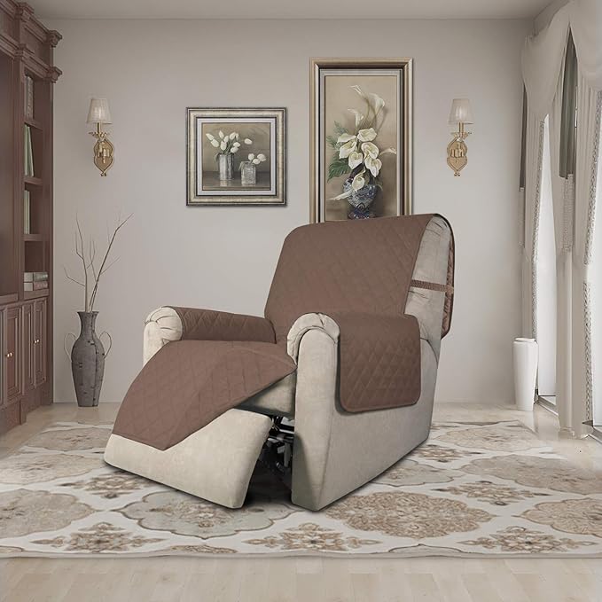 Easy-Going Recliner Chair Slipcover Reversible Sofa Cover Water Resistant Couch Cover Furniture Protector with Elastic Straps for Pets Dog (Recliner, Brown/Brown)