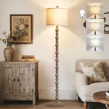 Luvkczc 62" Farmhouse Floor Lamp for Living Room & Bedroom - Adjustable Color Temperature Standing Lamp, Vintage Rustic Tall Floor Lamps with Rotary Switch, Resin Corner Lamps for Office (Dark Brown)