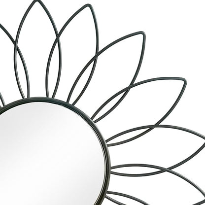 3 Pack Metal Mirrors for Wall Sunburst Wall Mirrors Home Décor Decorative Hanging Wall Art for Living Room Bedroom Entryway (Black2, Flowers)
