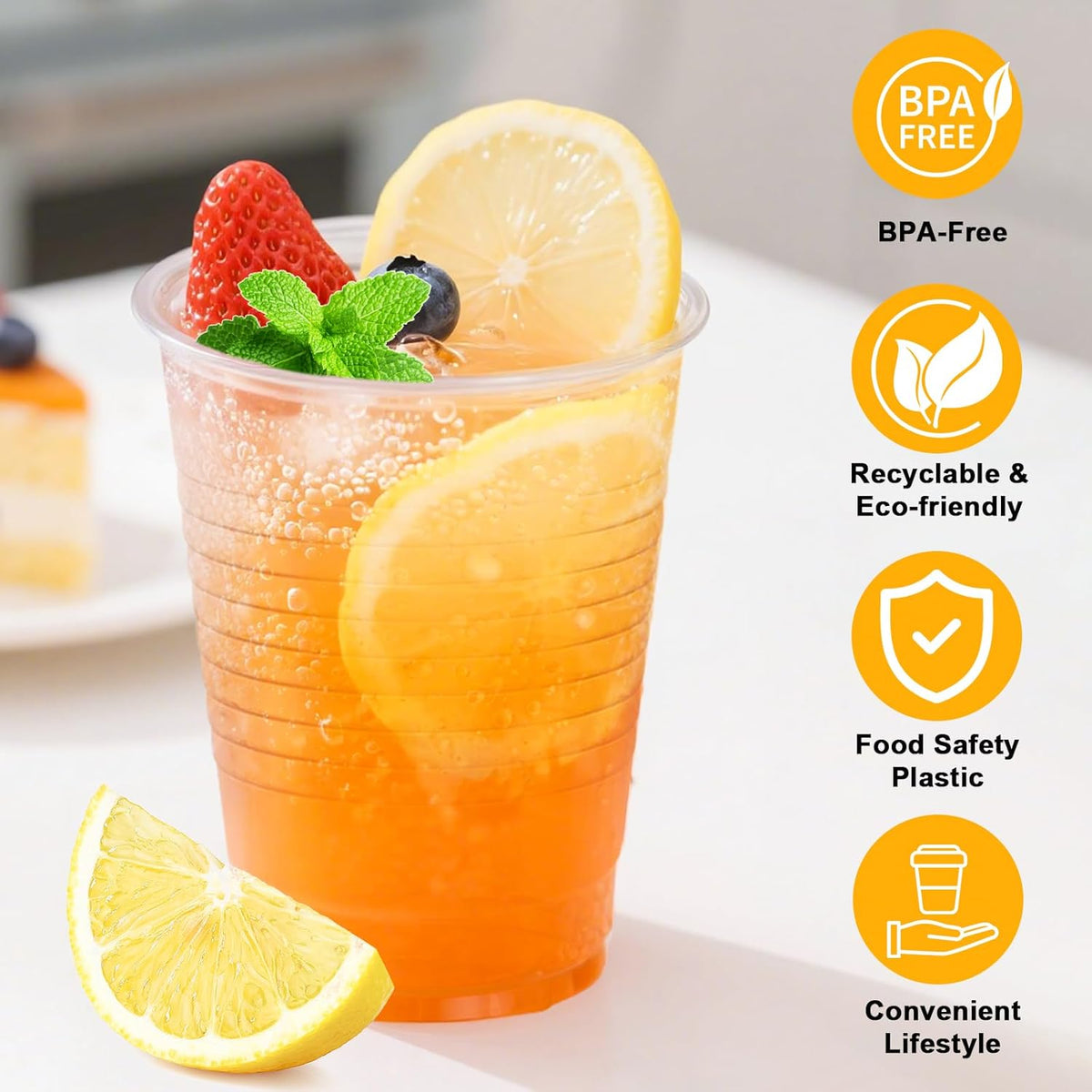 16 oz Clear Plastic Cups, 200 Count Disposable, Cocktail Party, PP Clear for Party, Hot/Cold Beverages, Soda, and Wedding(16oz 200count)