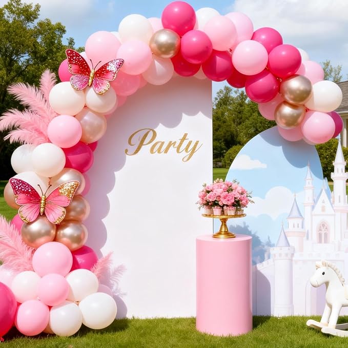 Pink Balloons Set, 12inch Retro Pastel Hot Light Pink Rose Gold White Latex Balloons for Girl Women Graduation Princess Wedding Bridal Baby Shower Mothers Day Bachelorette Birthday Party Decorations